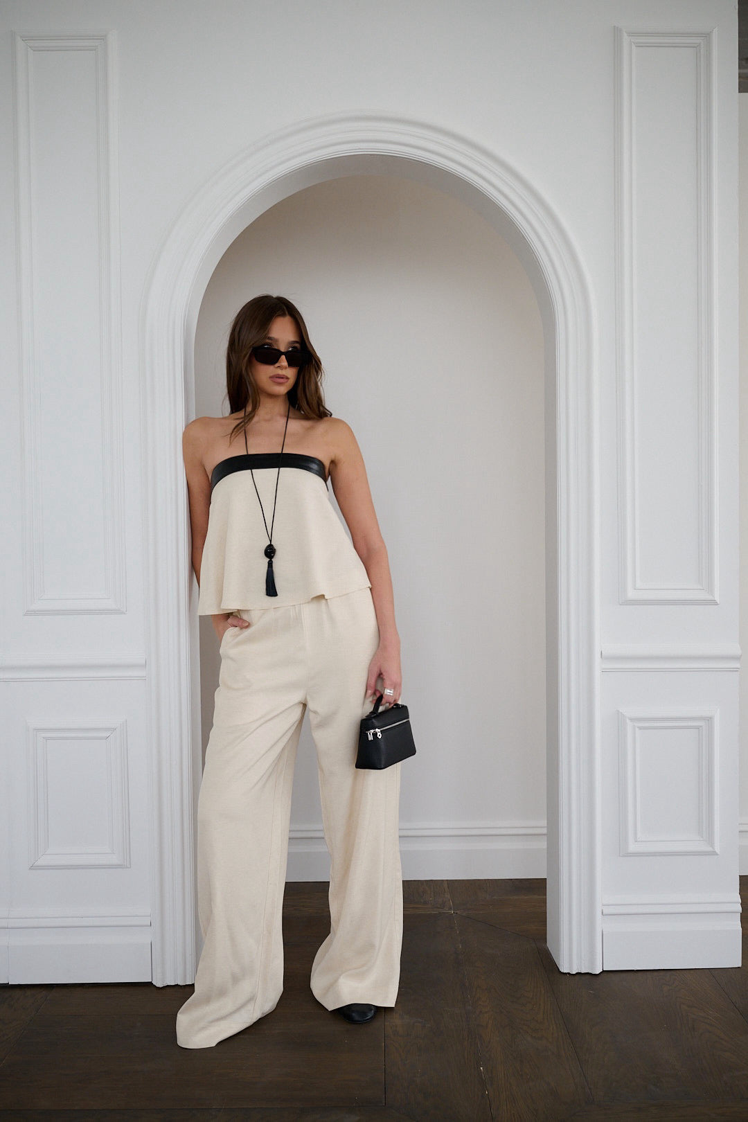 Straight Leg Pant | Black/Taupe
