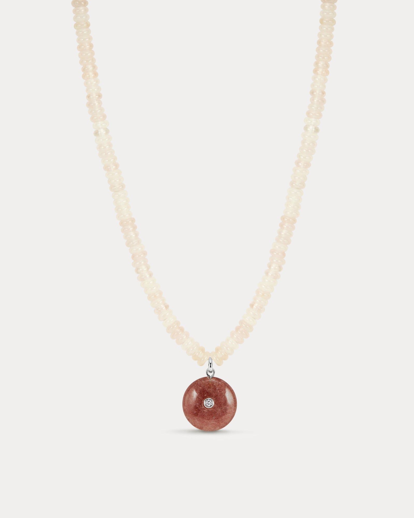 The Cote d'Azur Pendant Necklace | Rose Quartz/Cubic Zirconia | Silver