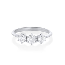 Women | The Maude Three–Stone Engagement Ring | 14k White Gold