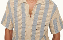 Thomas Crochet Crochet Stripe Organic Cotton Shirt Knitted | Light Sky Pool/White Sand