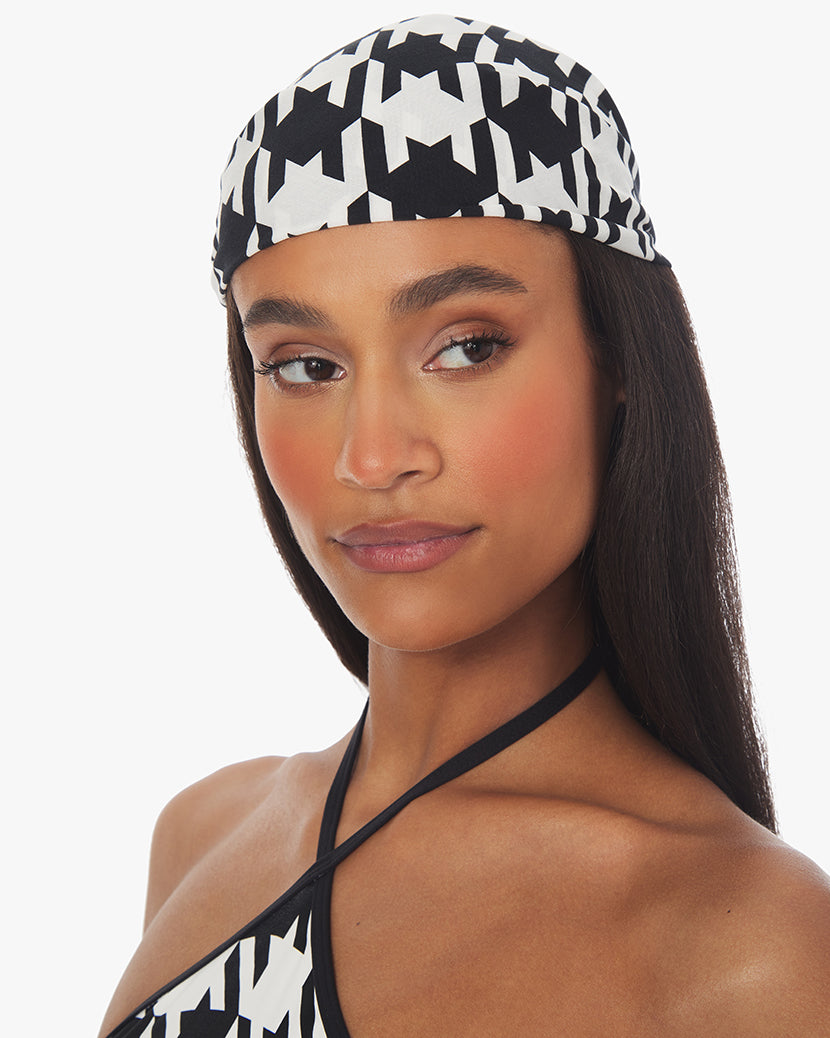 Oversized Houndstooth Bandana | Black White