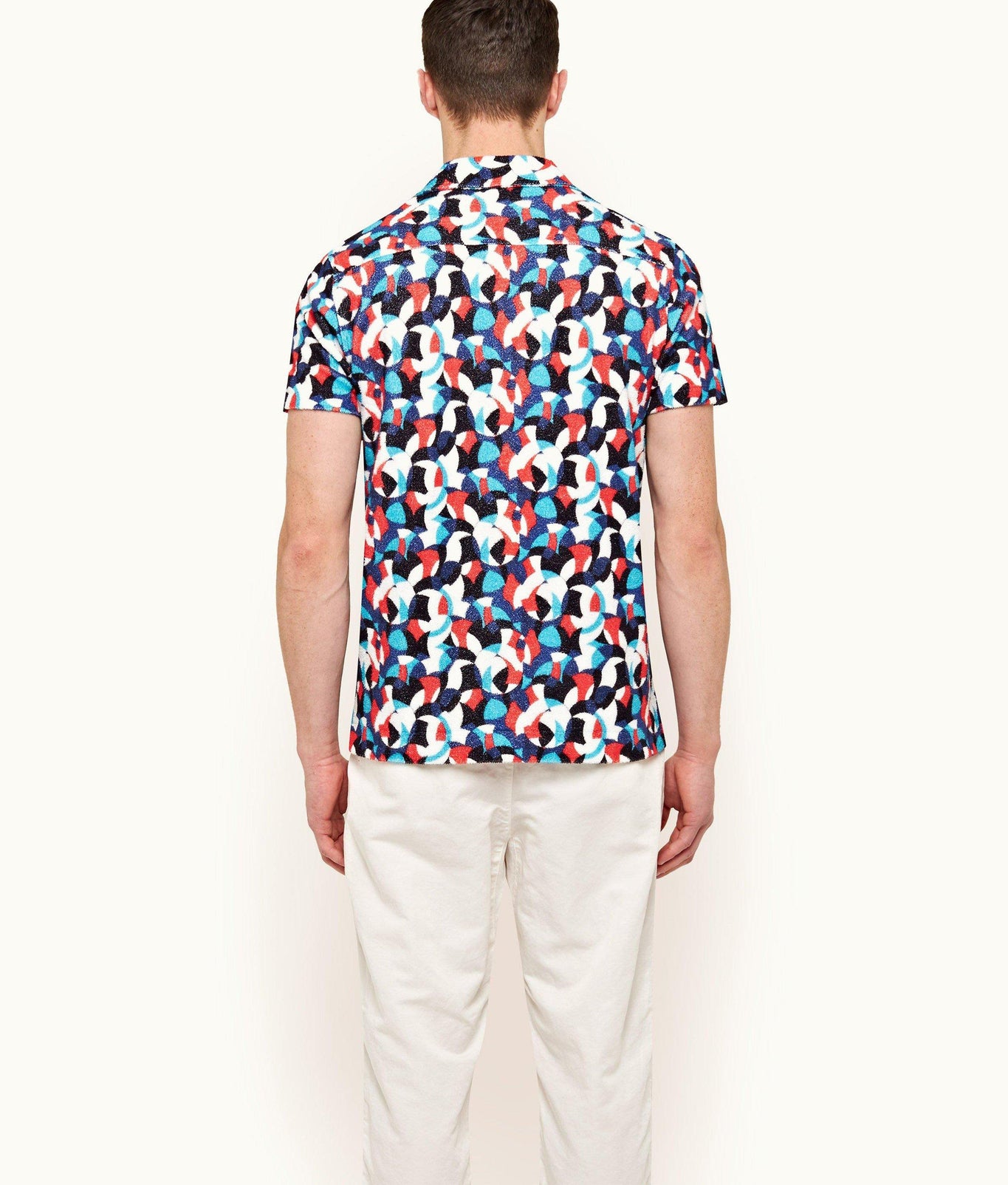 Travis Towelling Moissan Capri Collar Double-Faced Towelling Shirt | Summer Red/Horizon Blue