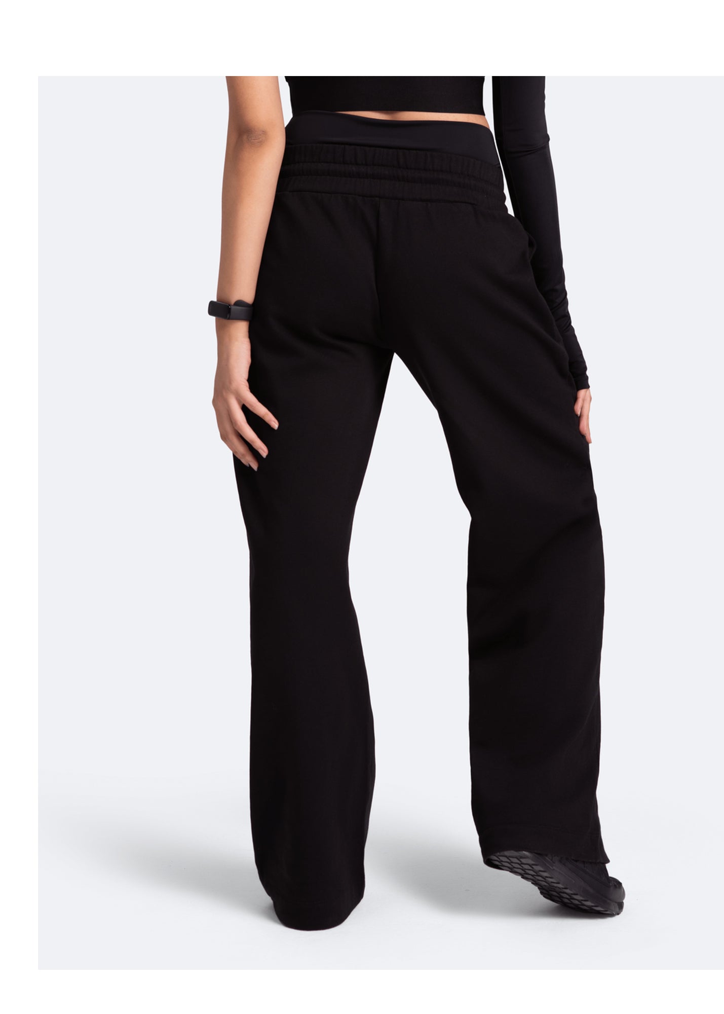 Tummy Control Wide Leg Pants | Black