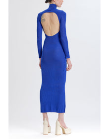 Turtleneck Open Back Sweater Dress | Cobalt