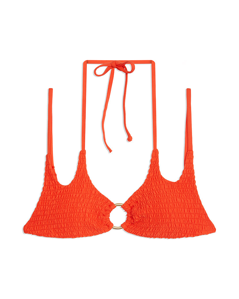 Two Tie Smocking Bikini Top | Spicy Orange