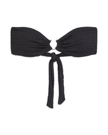 U-Ring Spongie Seersucker Bandeau Bikini Top | Black