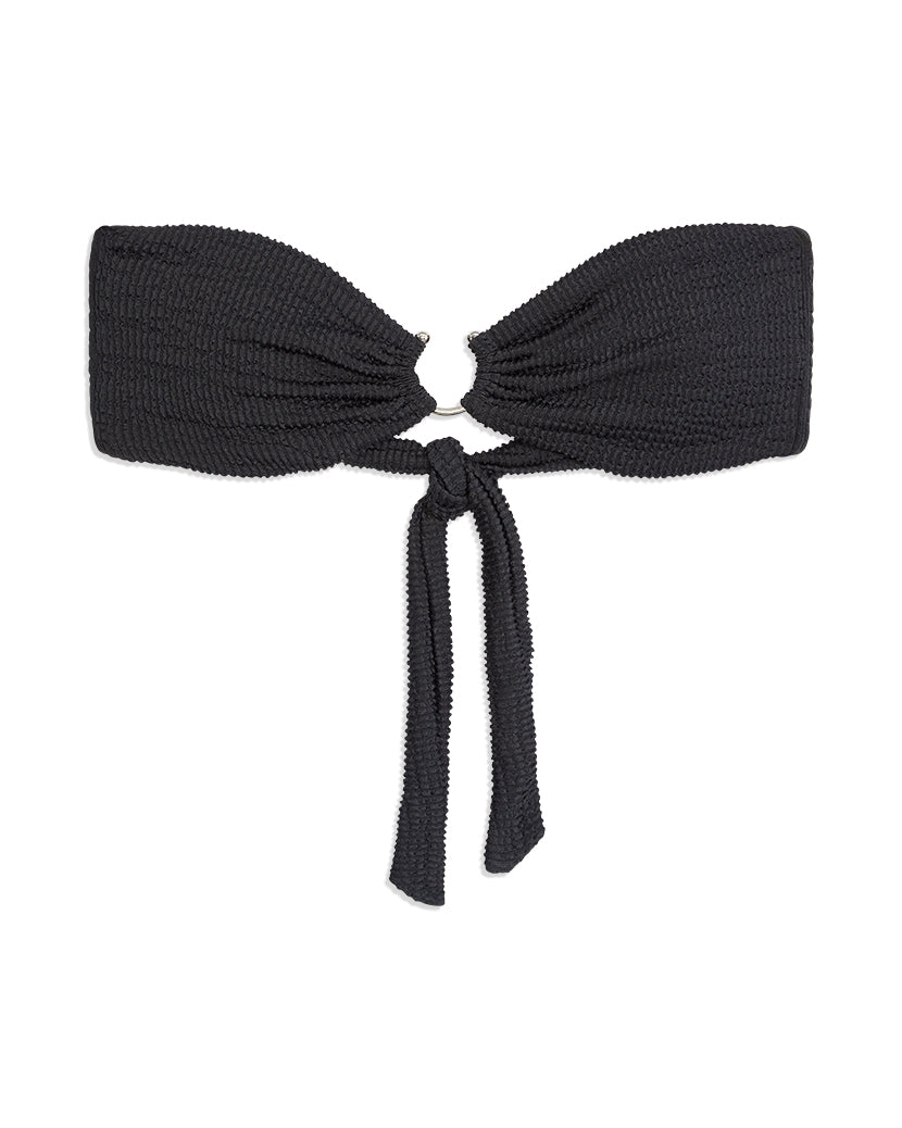 U-Ring Spongie Seersucker Bandeau Bikini Top | Black