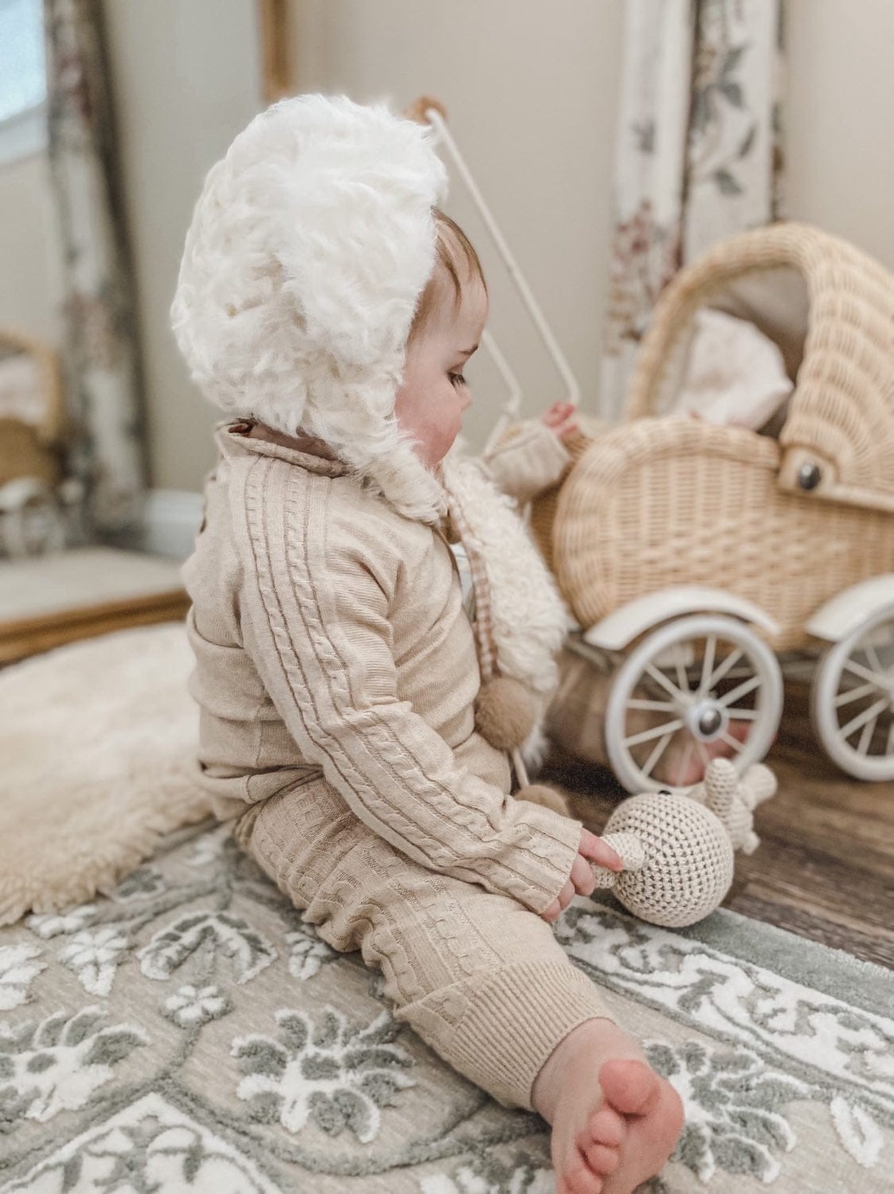 Unisex | Cableknit Top and Pants Set | Oatmeal