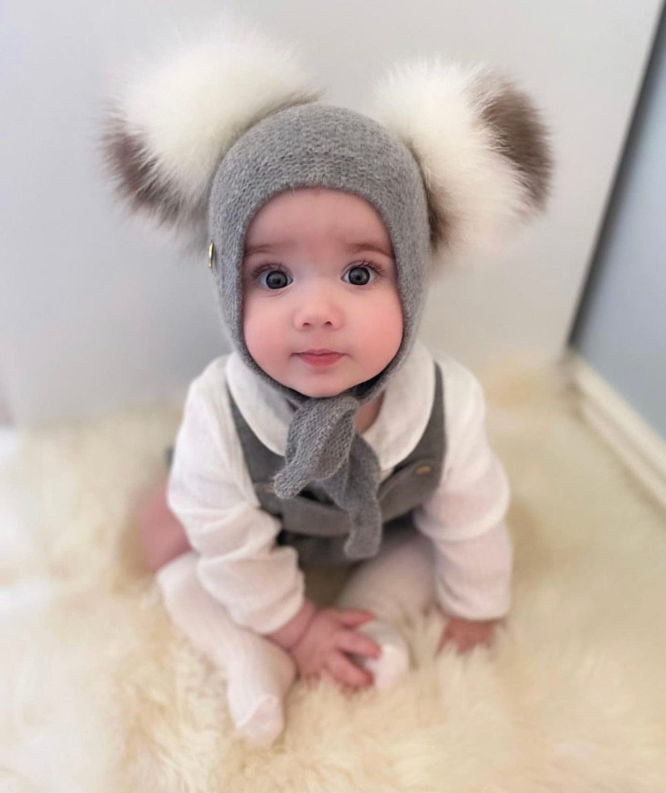 Unisex | Honeycomb Grey Cashmere Bonnet | Gray