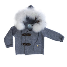 Unisex | Honeycomb Grey Cashmere Pram Coat with White Print Trim | Gray