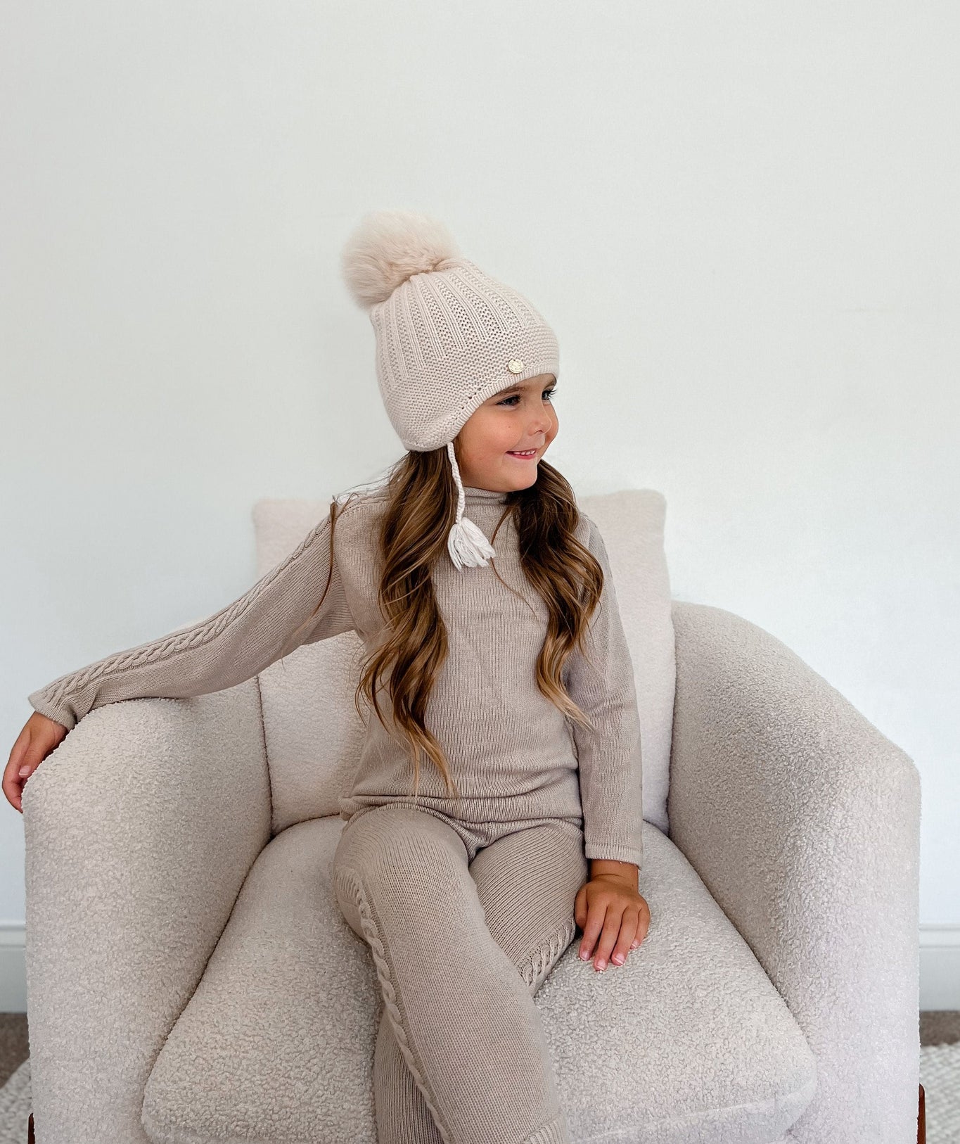 Unisex | London Cashmere Aviator Hat | Beige