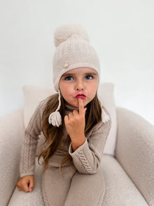 Unisex | London Cashmere Aviator Hat | Beige