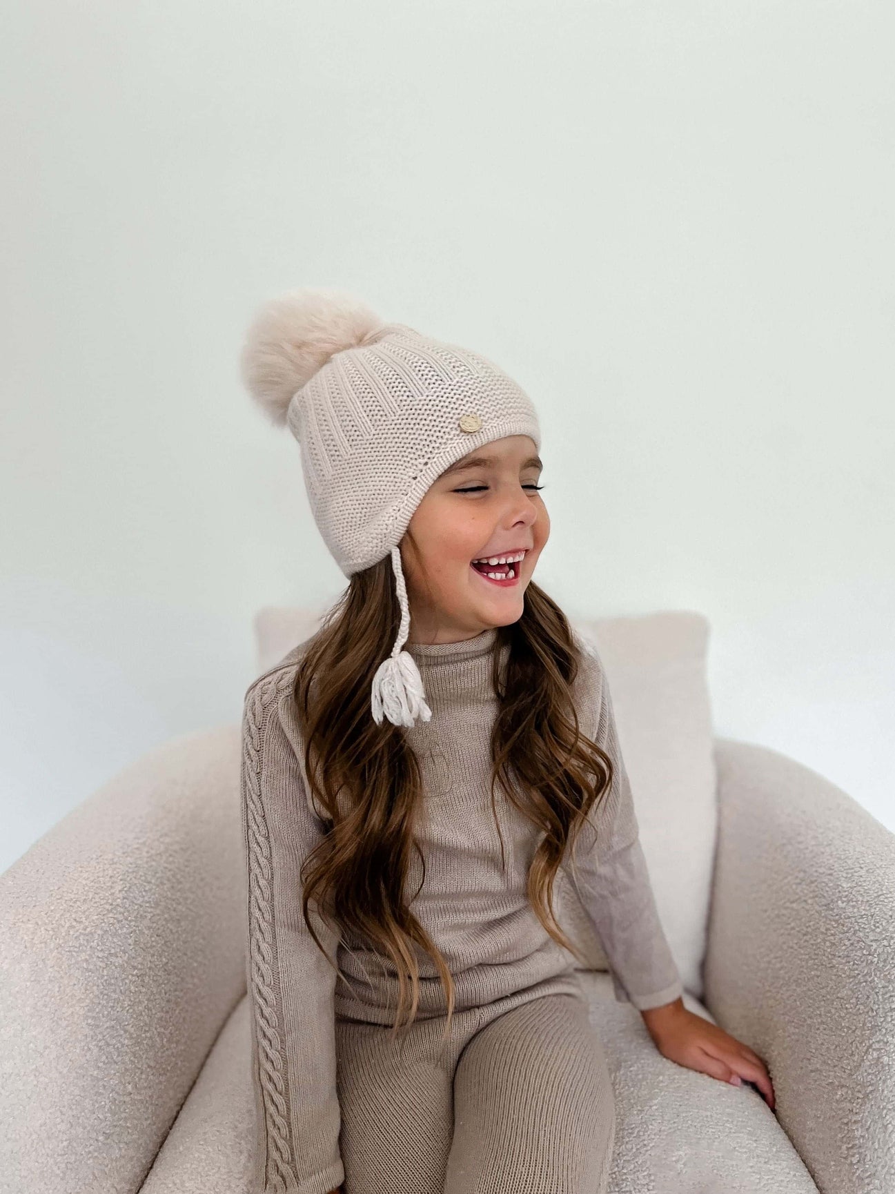 Unisex | London Cashmere Aviator Hat | Beige
