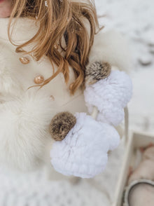 Unisex | Rabbit Fur Mittens | White
