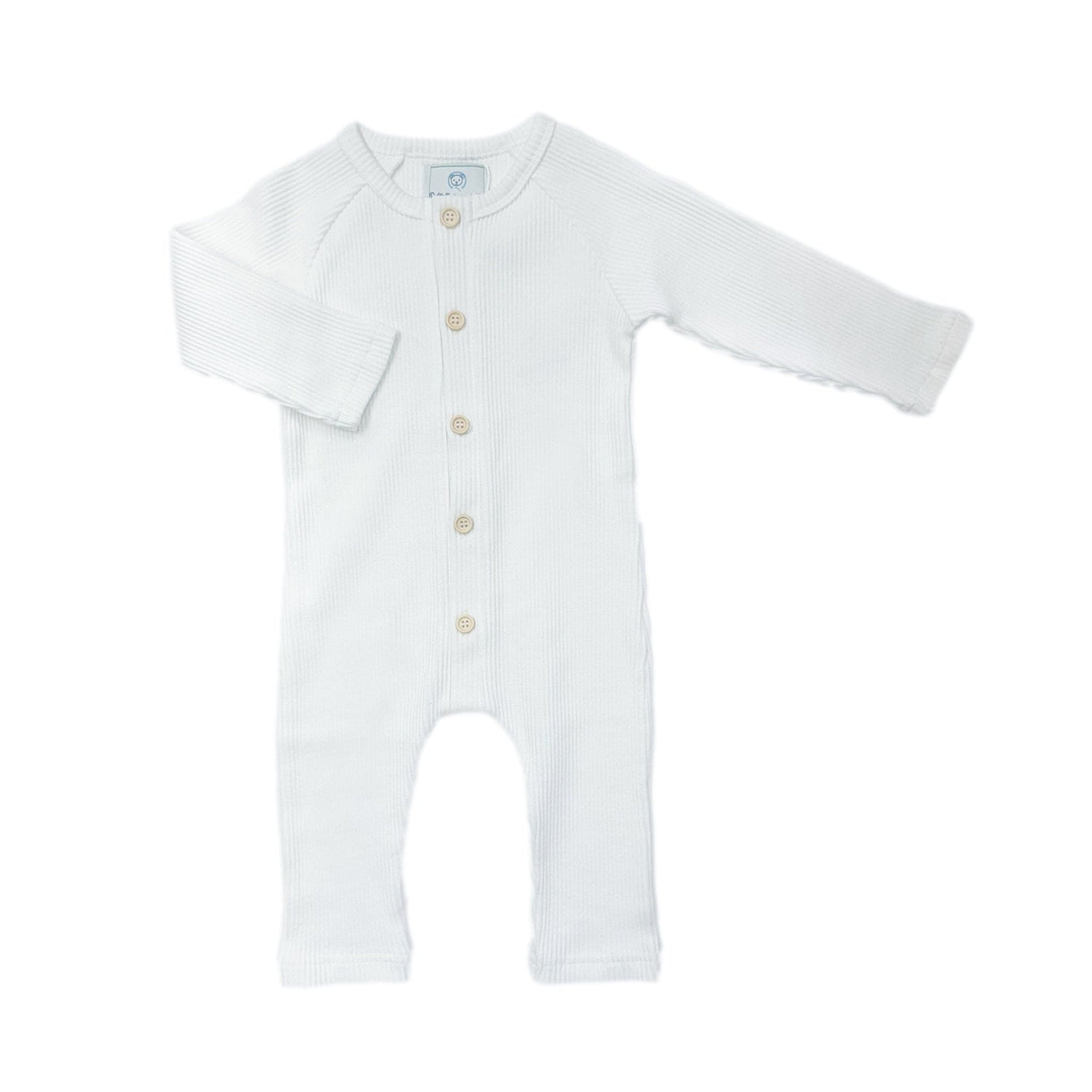 Unisex | Ribbed Cotton Playsuit | White