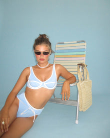 Scoop Underwire Top | Baby Blue/Off White