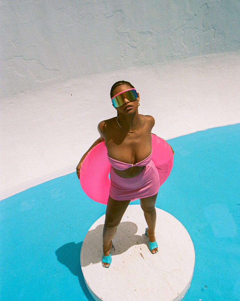 Tube Spongie Seersucker Skirt | Bubblegum Pink