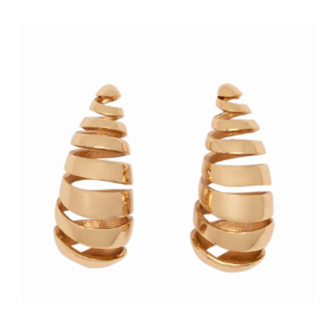 Pludo Spiral Earrings | Brass Plated Gold