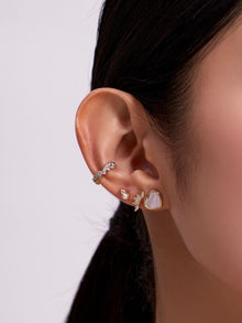 Heart Stud Earrings | Mother of Pearl | 14K Gold Plated Brass