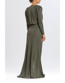 V-Neck Wrap Gown | Olive