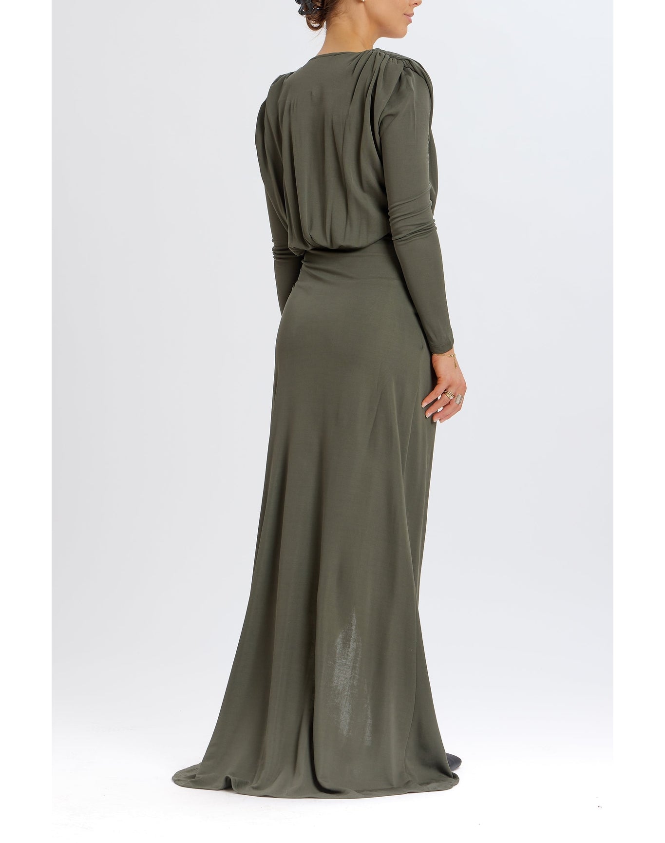 V-Neck Wrap Gown | Olive