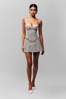 Womens | Genevieve Gingham Bustier | Black/ White Gingham Floral