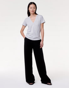 Another Tomorrow V-Neck Tee in Heather Grey – Cotton Women's Top