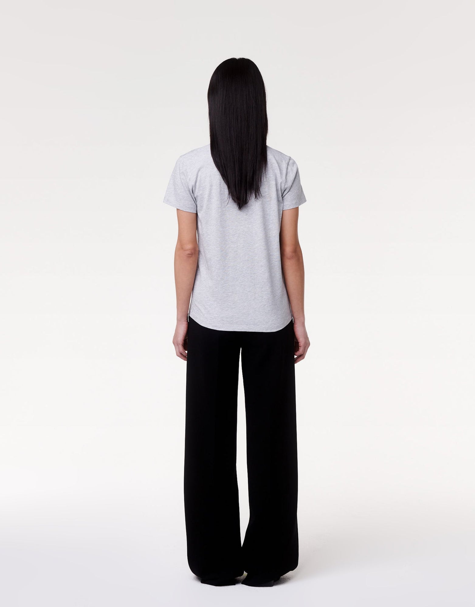 Another Tomorrow V-Neck Tee in Heather Grey – Cotton Women's Top