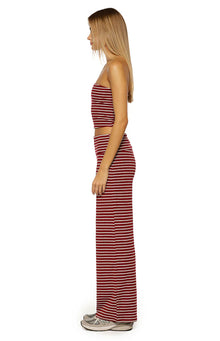 Vaeda Strapless Tube Top | Burgundy Stripe