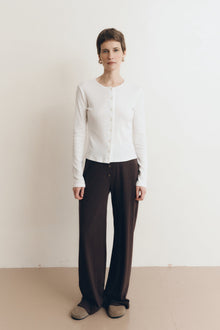 Nora Pointelle Cardigan | Coconut