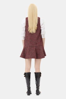 Woollen Check Mini Dress | Racing Red