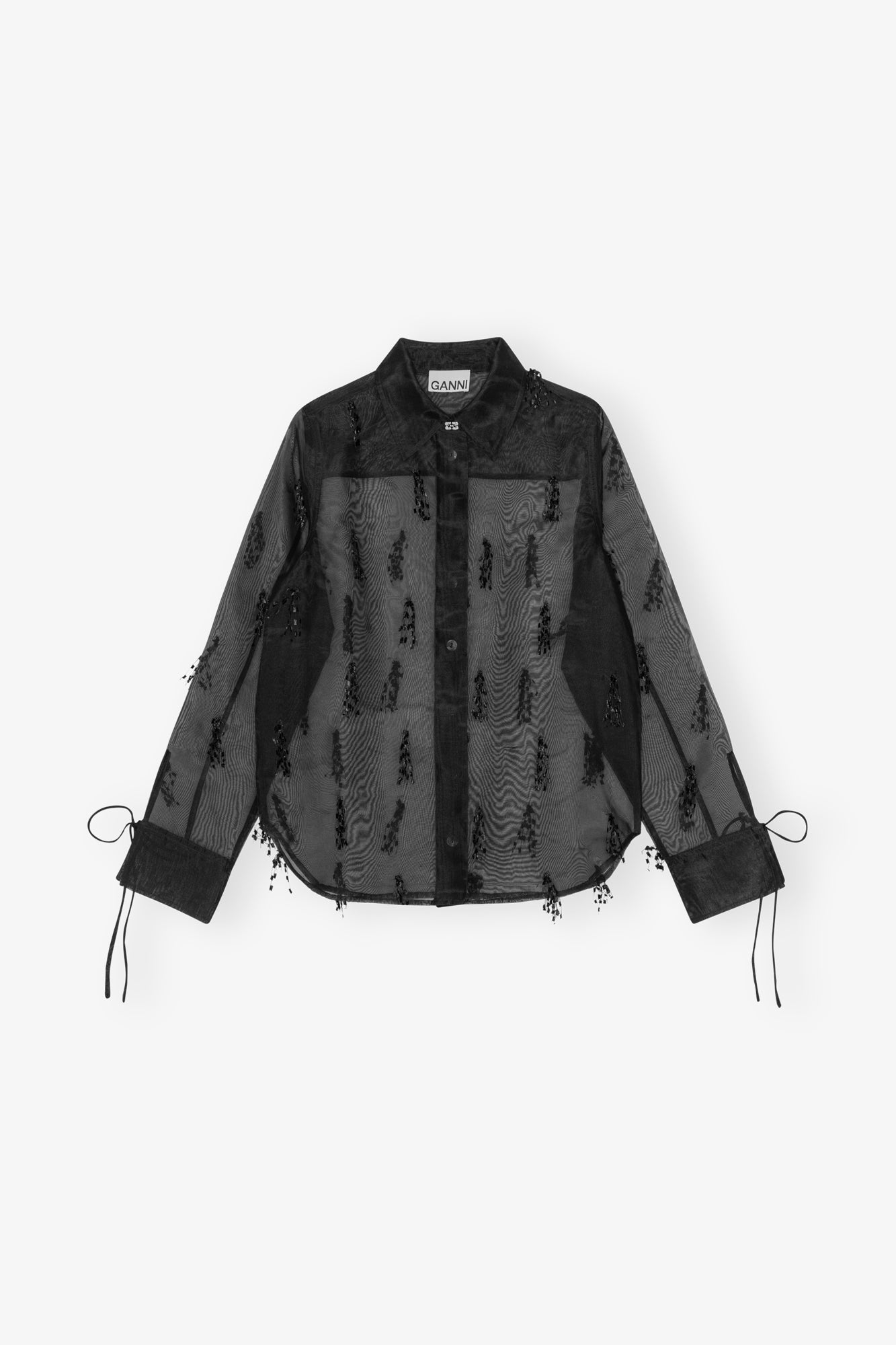 Fringed Organza Shirt | Black