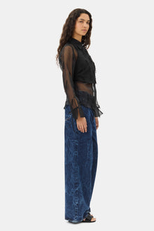 Fringed Organza Shirt | Black
