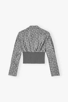 Acetate Jacquard Cropped Blazer | Smoked Pearl