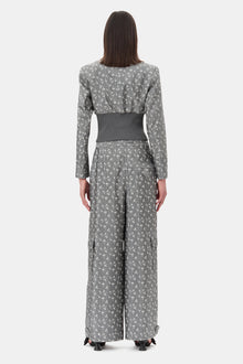 Acetate Jacquard Cropped Blazer | Smoked Pearl