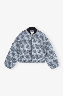 Botanical Jacquard Bomber Jacket | Illusion Blue