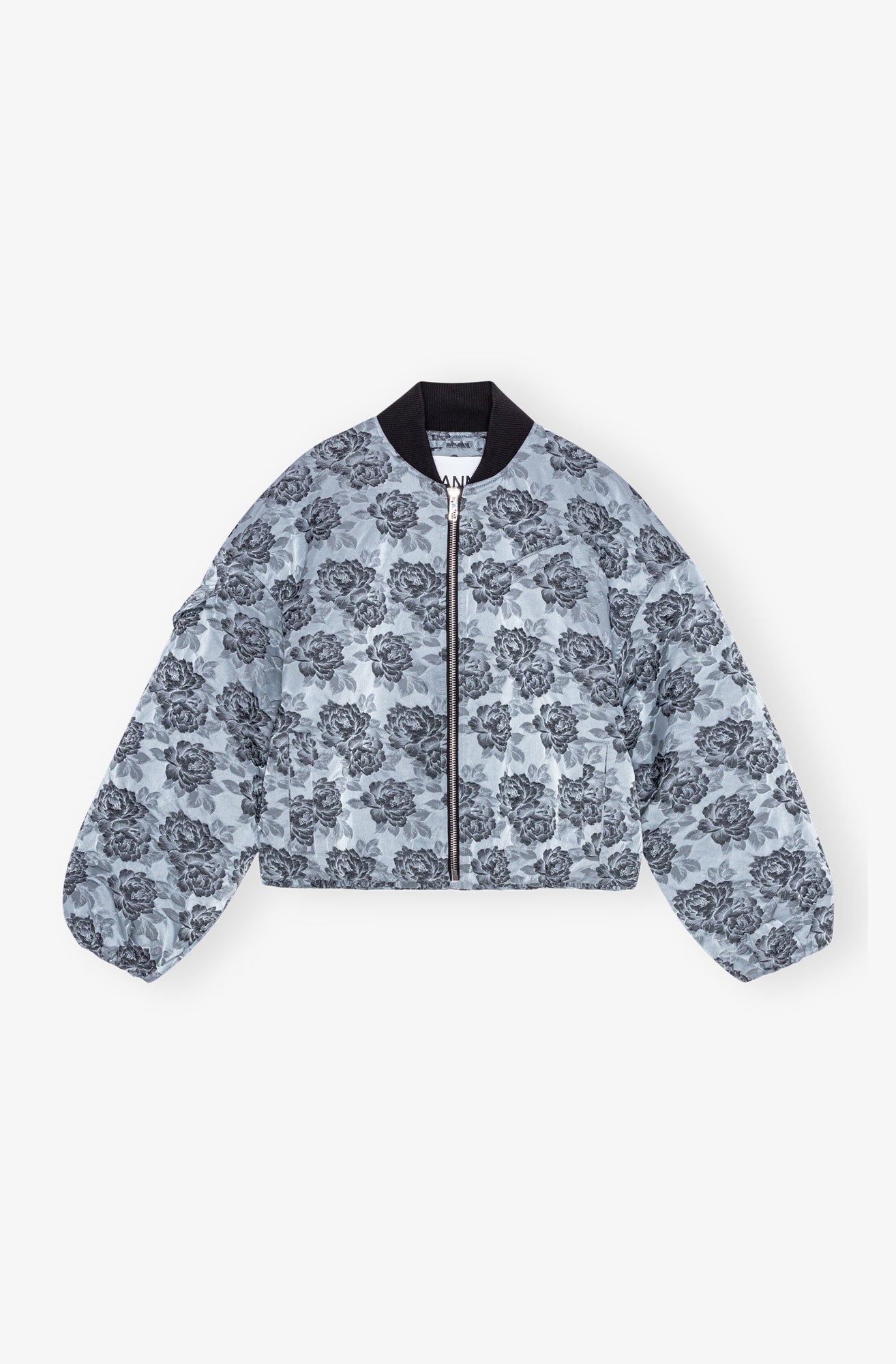 Botanical Jacquard Bomber Jacket | Illusion Blue