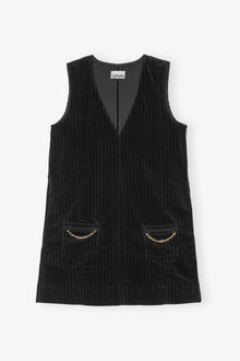 Stretch Corduroy Mini Dress | Black