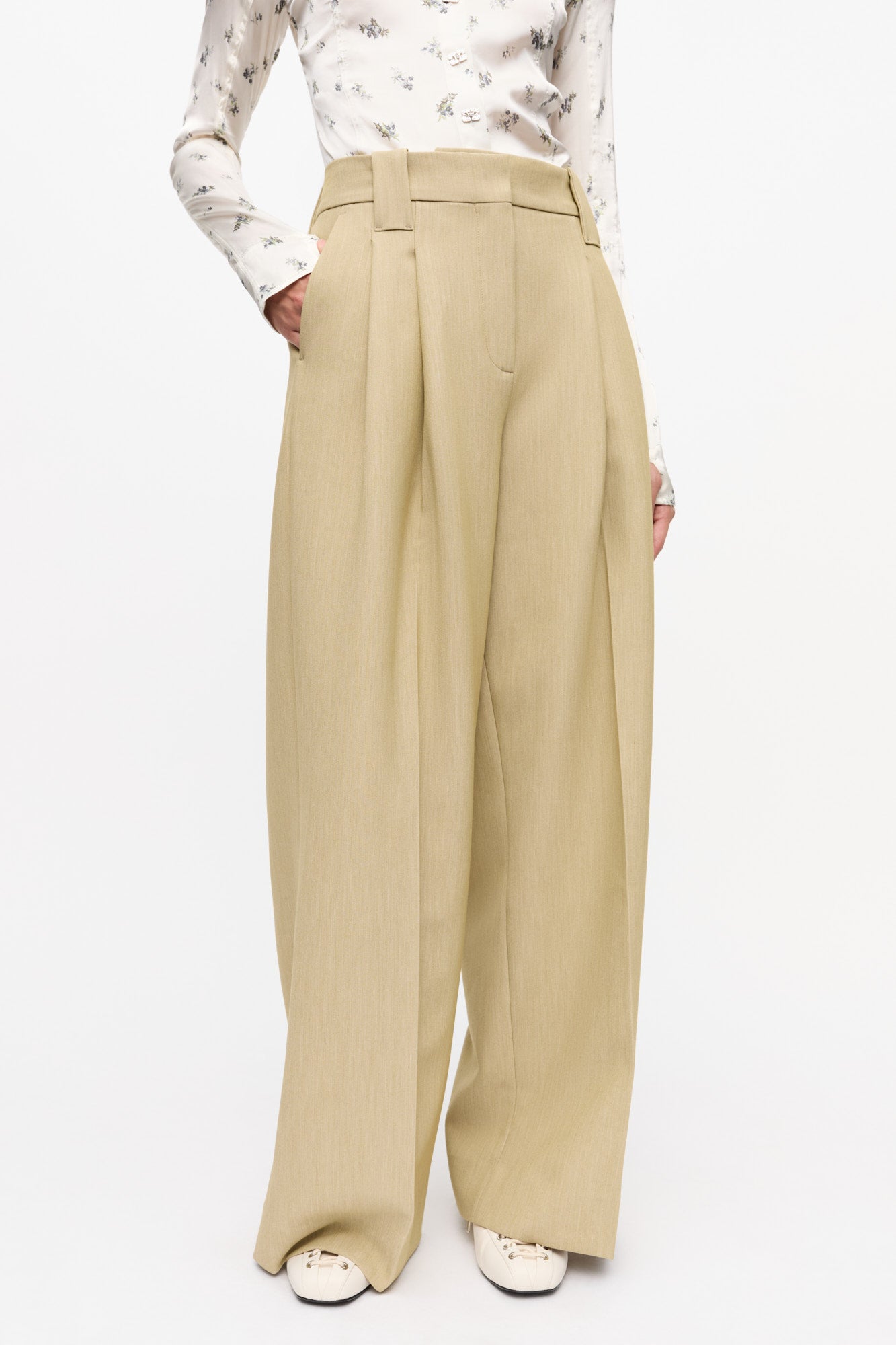 Twill Suiting Mid Waist Trousers | Boa
