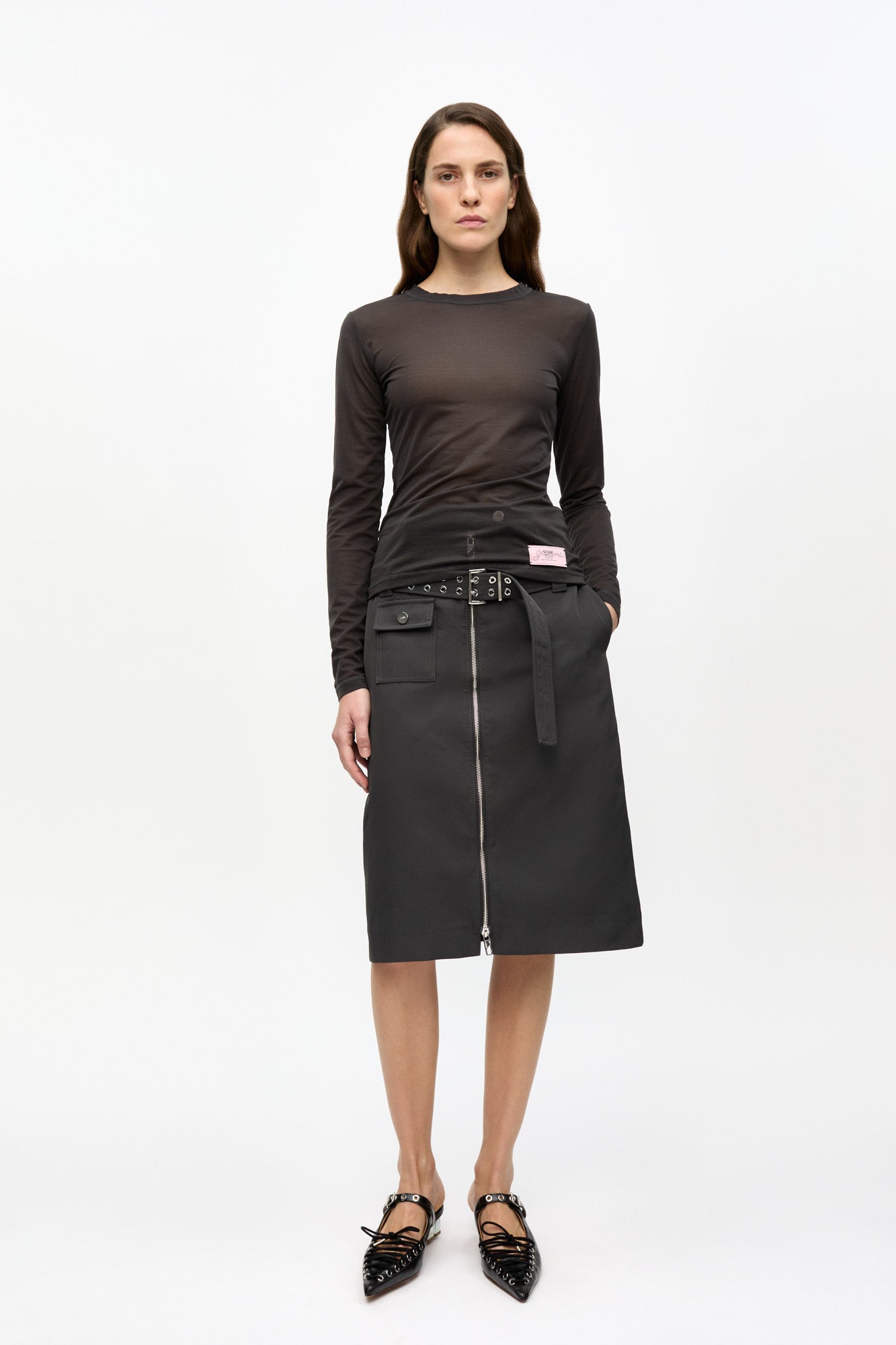 Heavy Twill Midi Skirt | Phantom