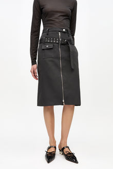 Heavy Twill Midi Skirt | Phantom