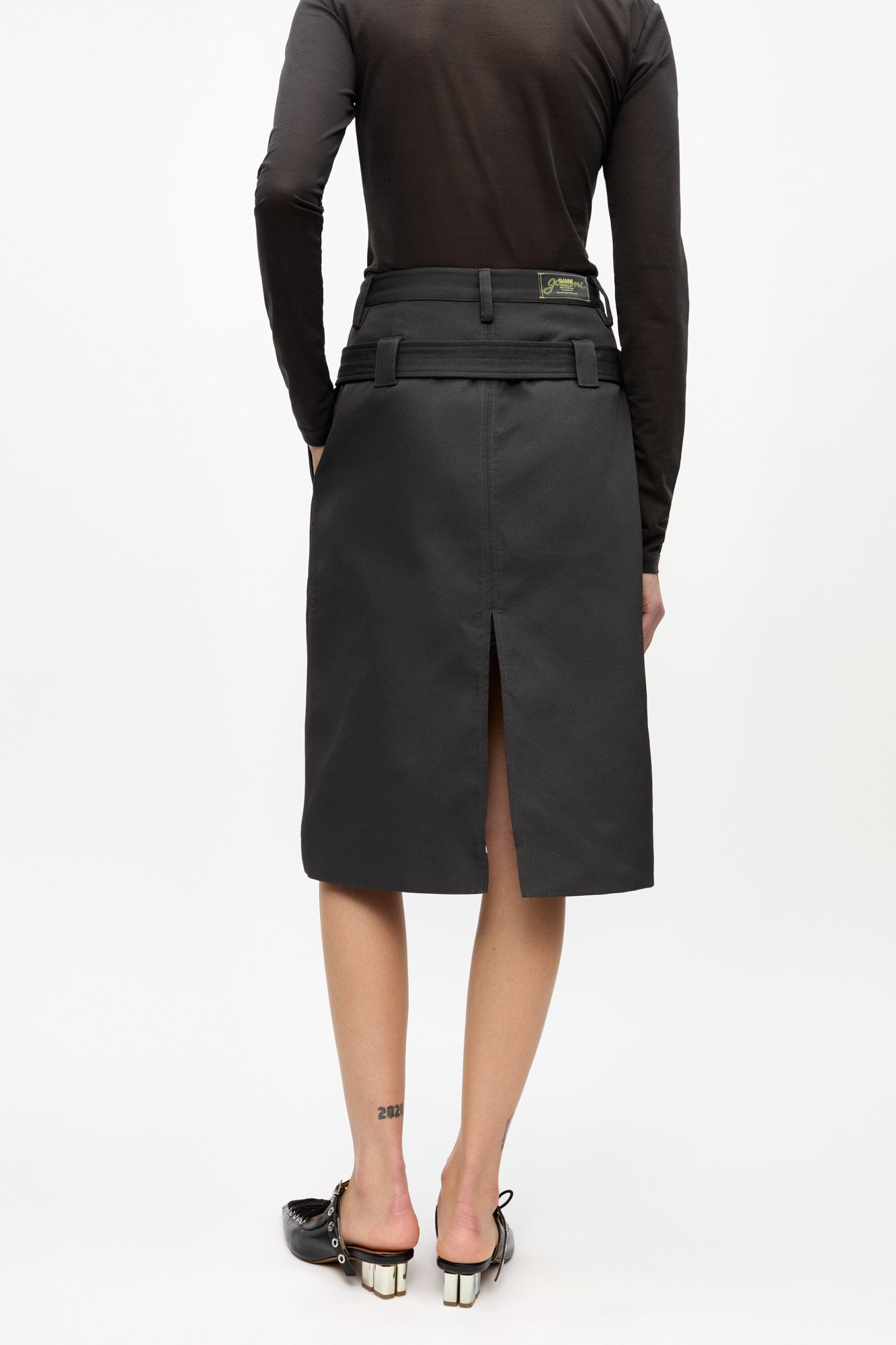 Heavy Twill Midi Skirt | Phantom