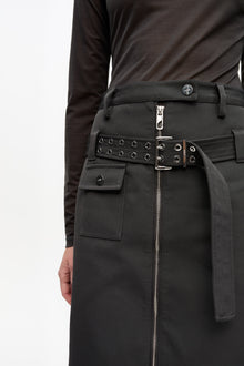 Heavy Twill Midi Skirt | Phantom