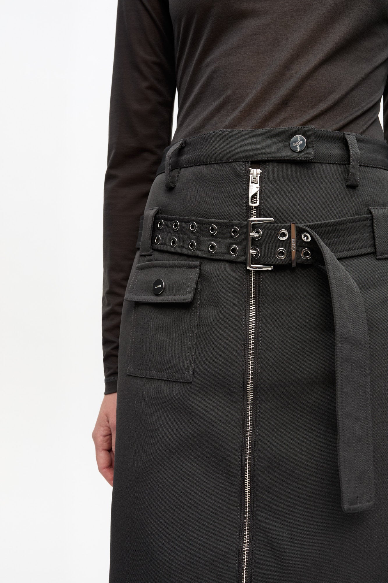 Heavy Twill Midi Skirt | Phantom