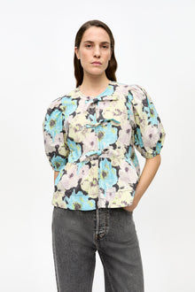 Floral Printed Cotton Peplum Blouse | Multicolor