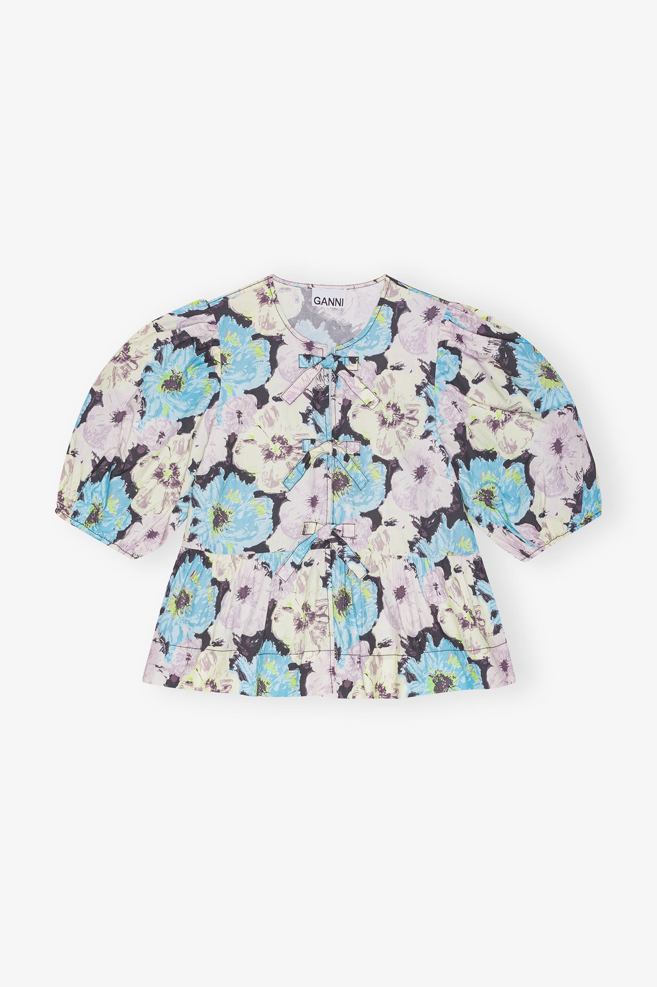 Floral Printed Cotton Peplum Blouse | Multicolor