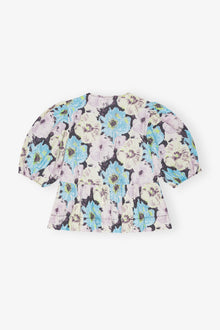 Floral Printed Cotton Peplum Blouse | Multicolor