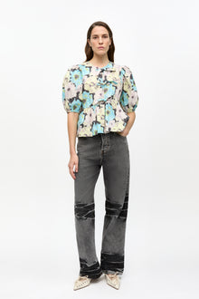 Floral Printed Cotton Peplum Blouse | Multicolor