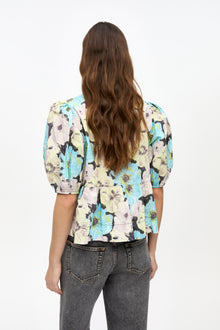 Floral Printed Cotton Peplum Blouse | Multicolor