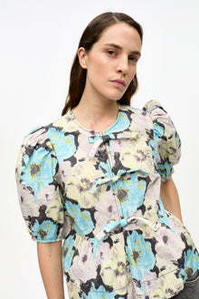 Floral Printed Cotton Peplum Blouse | Multicolor